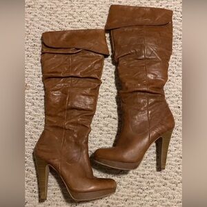 Jessica Simpson Cognac Brown Slouchy Knee-High Heeled Boots